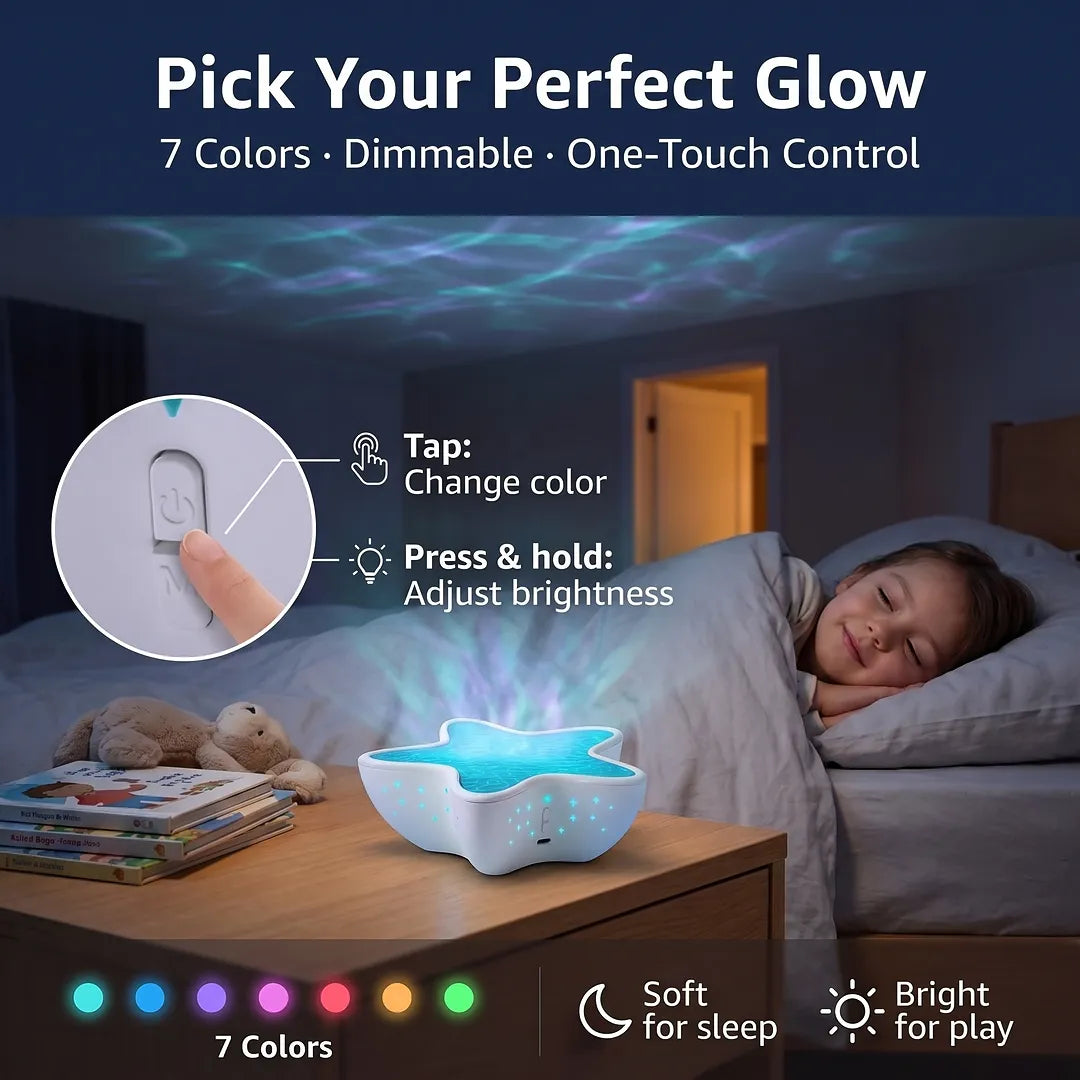 Starfish night light with 7 colors and one-touch dimming